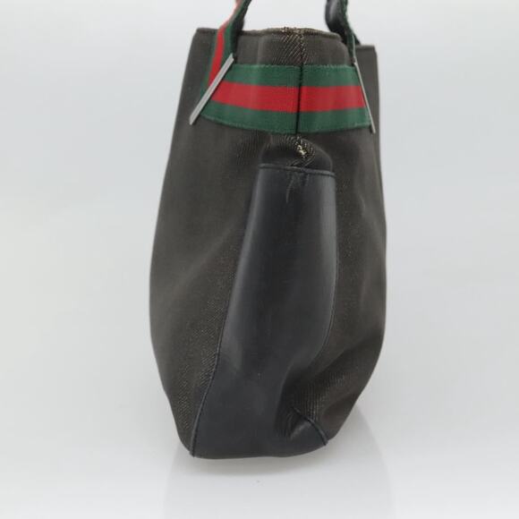 GUCCI Web Sherry Line Tote Bag Canvas Red Gray Green - Picture 5 of 16